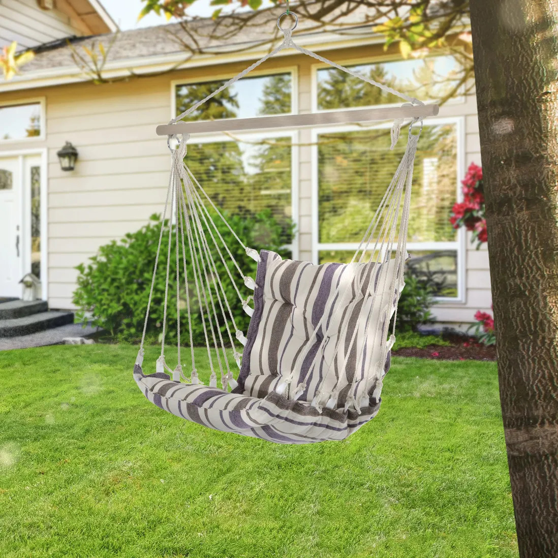 Garden Furniture | Outdoor Hammock Cushioned Chair Patio Swing Seat Wooden | OUTSUNNY | Debenhams UK