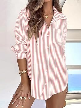 hearain Super Soft Striped Button Down Shirts for Women Dress Shirts Long Sleeve Casual Collared ... | Amazon (US)