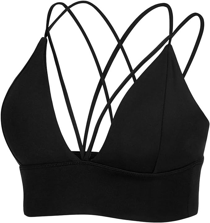 MotoRun Womens Push-up Padded Strappy Sports Bra Cross Back Wirefree Fitness Yoga Top | Amazon (US)