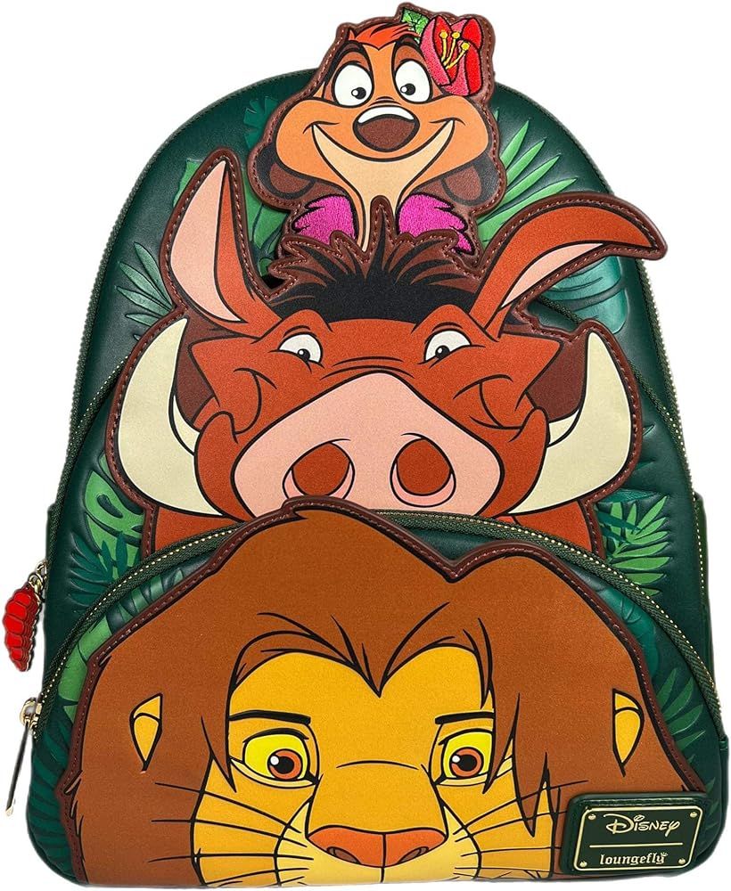 Loungefly Disney Lion King Triple Pocket Three Friends Mini Backpack Double Strap | Amazon (US)