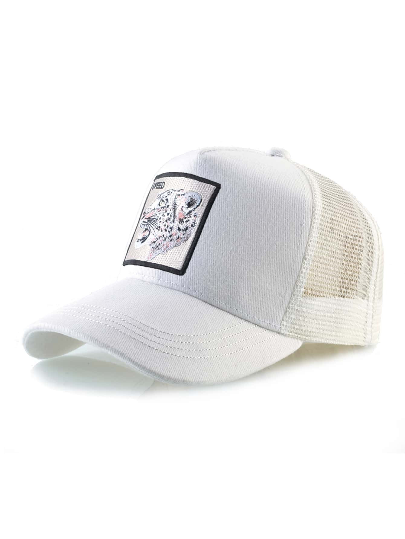 1pc Men's Snow Leopard Embroidered Baseball Cap, Hip-hop Truck Driver Cap Perfect For Daily Casua... | SHEIN