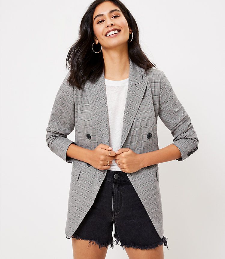 Plaid Double Breasted Blazer | LOFT | LOFT