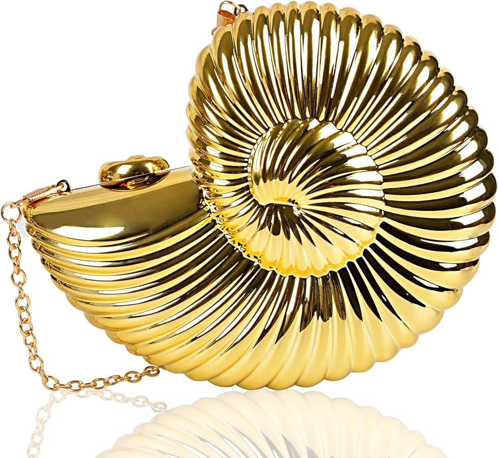 QZUnique Conch/Shell Shoulder Handbag Novelty Chain Strap Purse Acrylic Fashion Crossbody Evening... | Amazon (US)