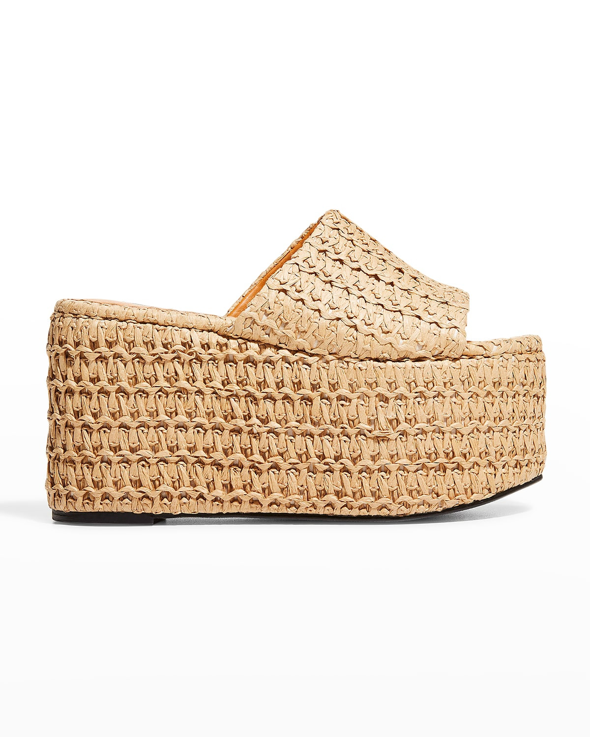 Blackout Woven Straw Platform Sandals | Neiman Marcus