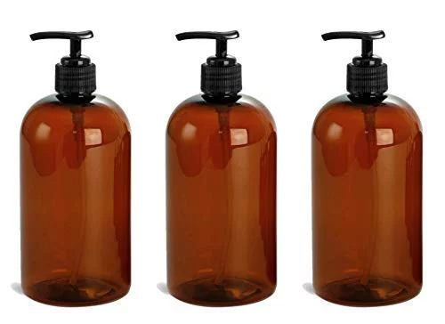 Grand Parfums EMPTY 16 Oz AMBER Plastic Soap Dispenser Bottles with BLACKe Lotion Pumps, for Gel,... | Walmart (US)