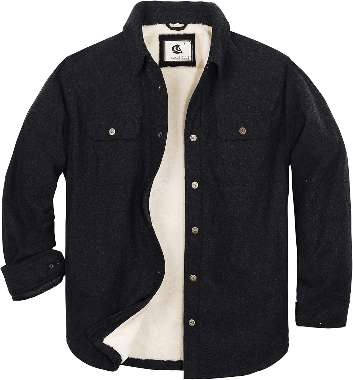 COEVALS CLUB Men's Sherpa Lined Flannel Quilted Long Sleeve Cotton Plaid Snap Button Up Hooded/Ja... | Amazon (US)