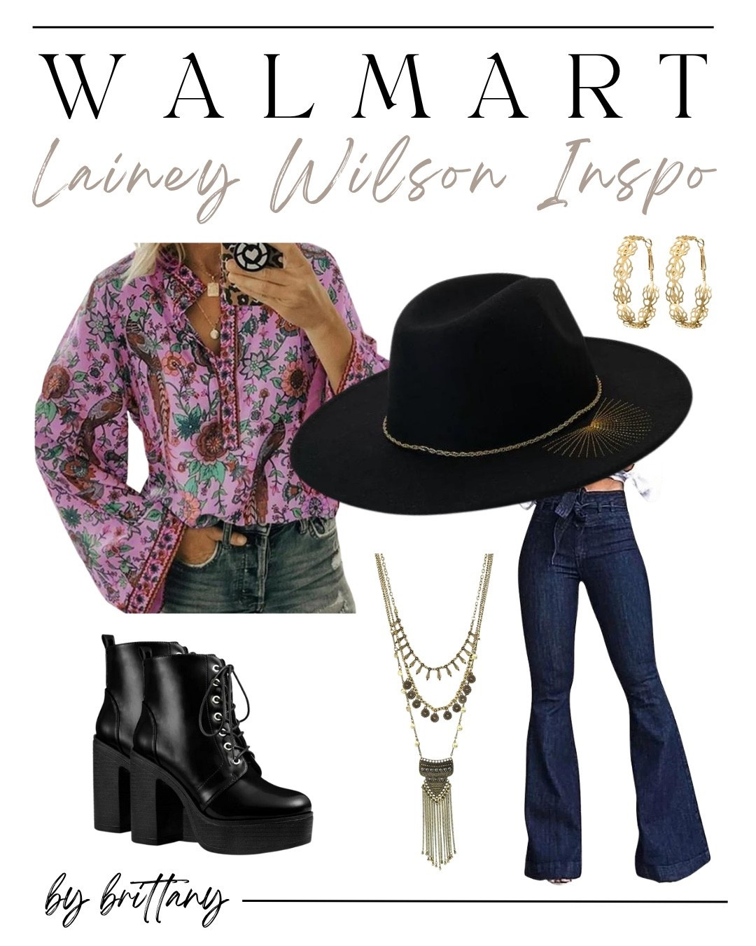 Lainey Wilson vibes on a Walmart budget 🤠✨
Western-inspired outfits are everywhere right now, and this look proves you don’t need boutique prices to nail the trend. From the boho floral blouse to the flare jeans, chunky platform boots, and statement hat — every piece is affordable, flattering, and easy to style.

Perfect for:
• country concerts
• rodeos & fairs
• casual date nights
• everyday western wear

I love mixing modern western style with timeless basics you’ll actually rewear. These Walmart finds look so much more expensive than they are and sell out fast 👀

🔗 Linked here for easy shopping
💸 budget-friendly
🤍 true-to-size
🔥 trend-forward but wearable

#WalmartFinds #WalmartFashion #WesternStyle #LaineyWilsonInspired #CountryConcertOutfit #AffordableStyle #LTKFinds #LTKUnder50 #BohoWestern #FlareJeans #ConcertOutfitIdeas #EverydayStyle #ShopMyLook

#LTKootd #LTKFindsUnder50 #LTKOver40