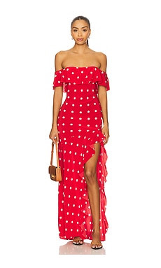MAJORELLE Deanna Gown in Cherry Red Polka Dot from Revolve.com | Revolve Clothing (Global)