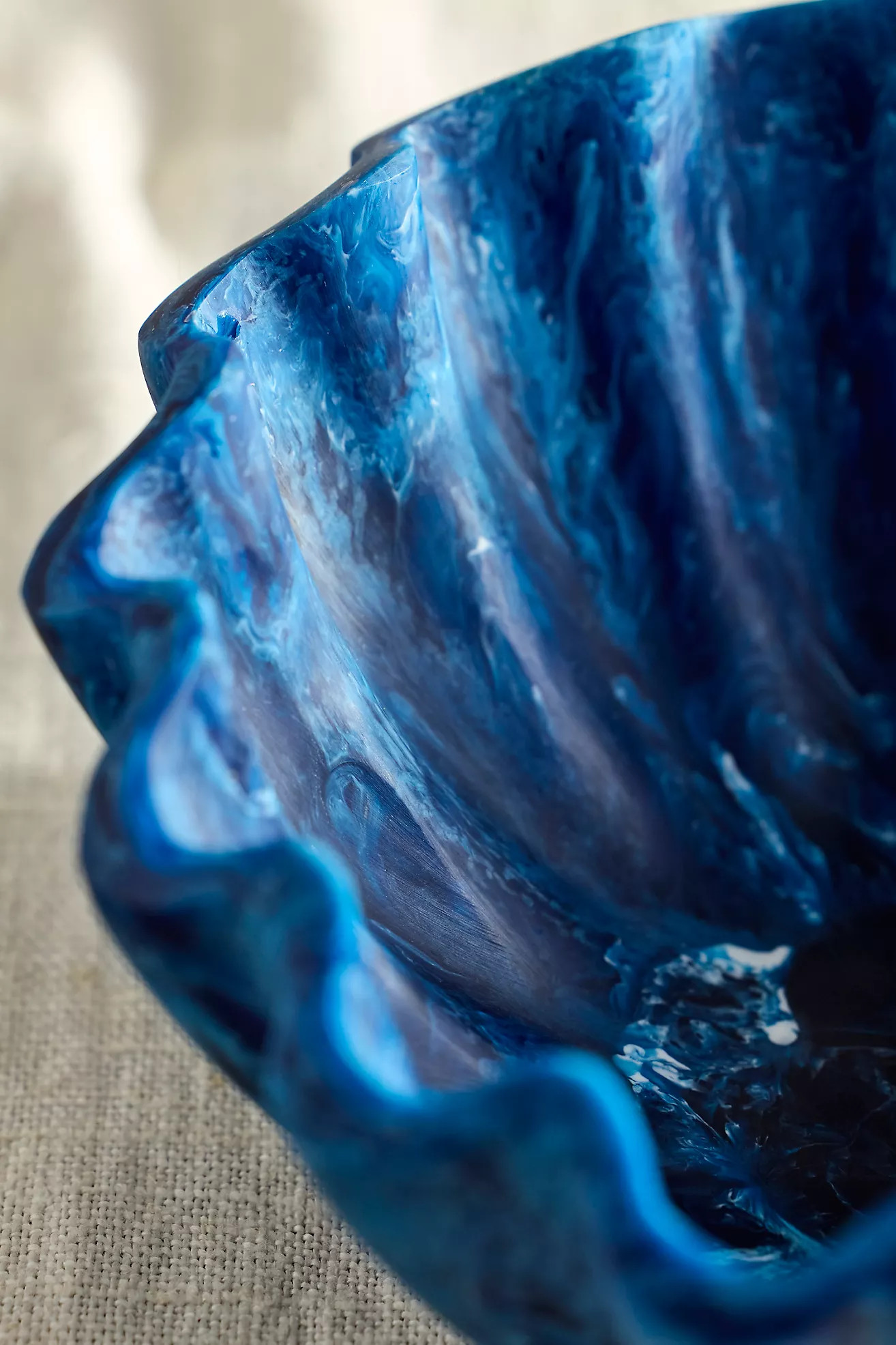 Ruffled Blue Resin Salad Bowl | Anthropologie (US)