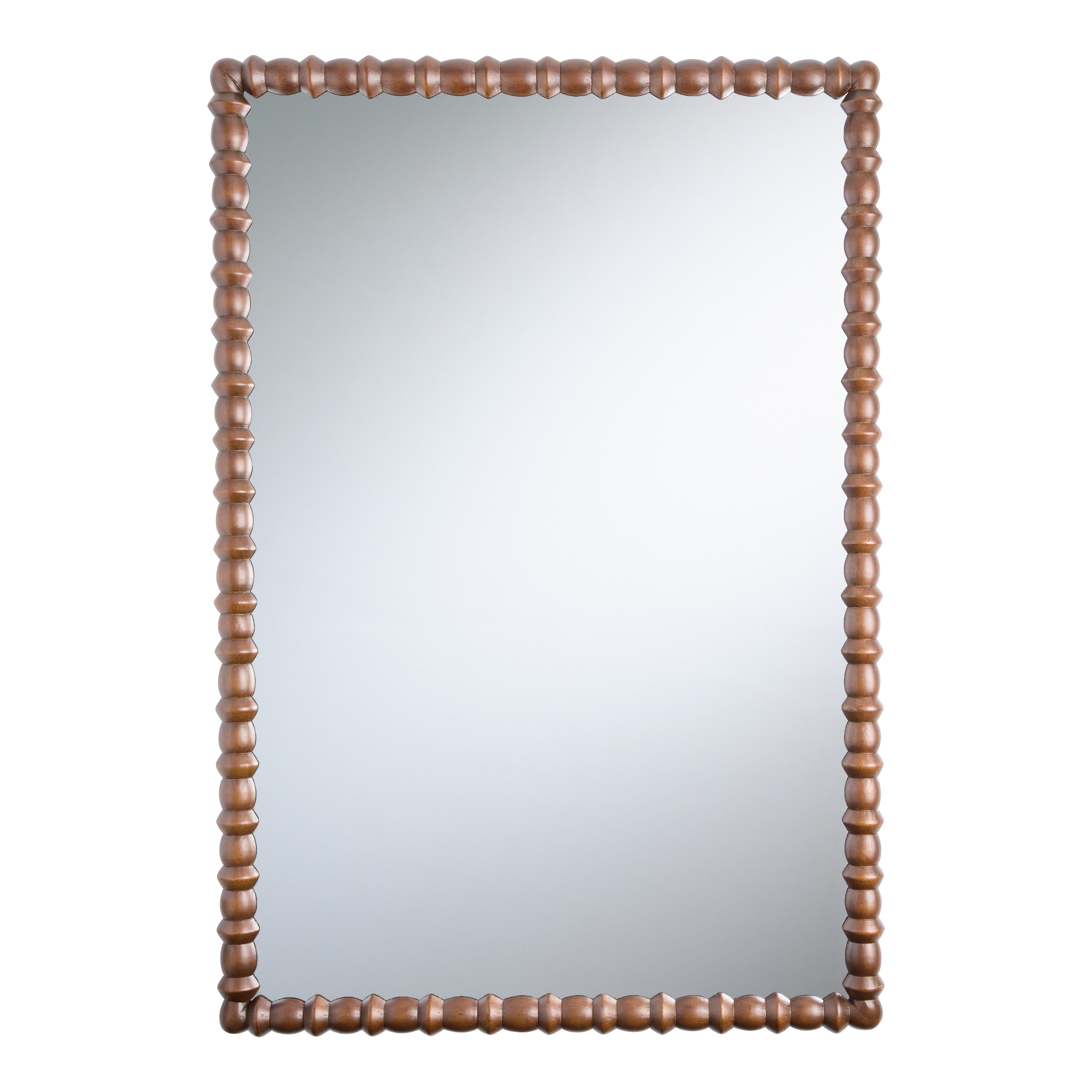 Brown Pine Wood Turned Frame Wall Mirror | World Market