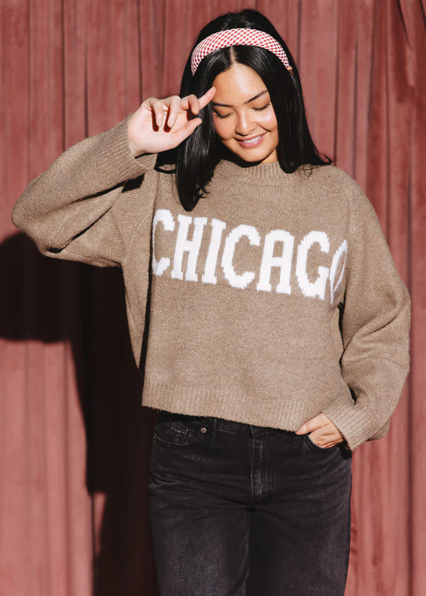 Chicago Crop Sweater - Taupe | Alice & Wonder