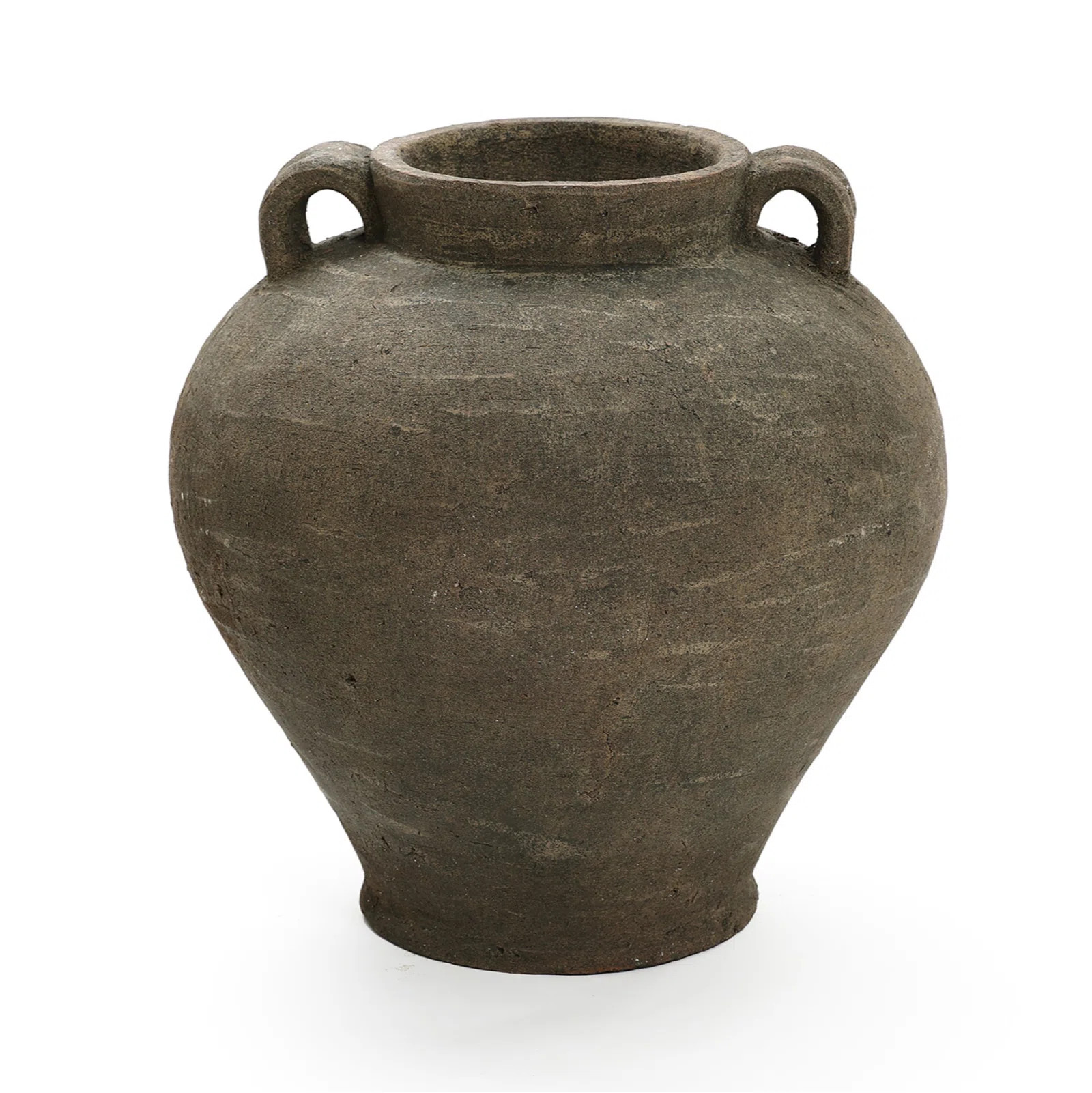 Atoka Rustic Brown Terracotta Cauldron 14.6-Inch Tall Vase | Wayfair North America