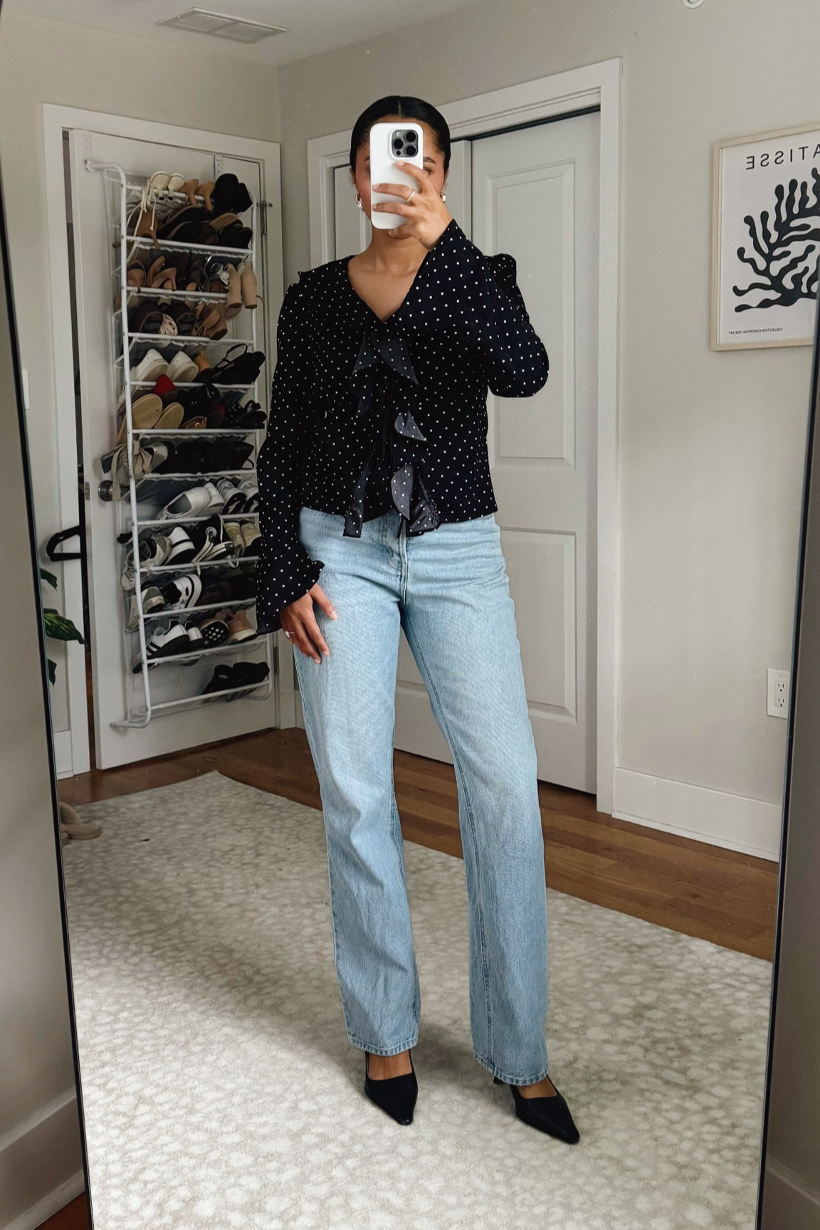 Shirt is RIHOAS, jeans are in store H&M, light wash denim, comfortable kitten heel

#LTKSaleAlert #LTKStyleTip #LTKFindsUnder100