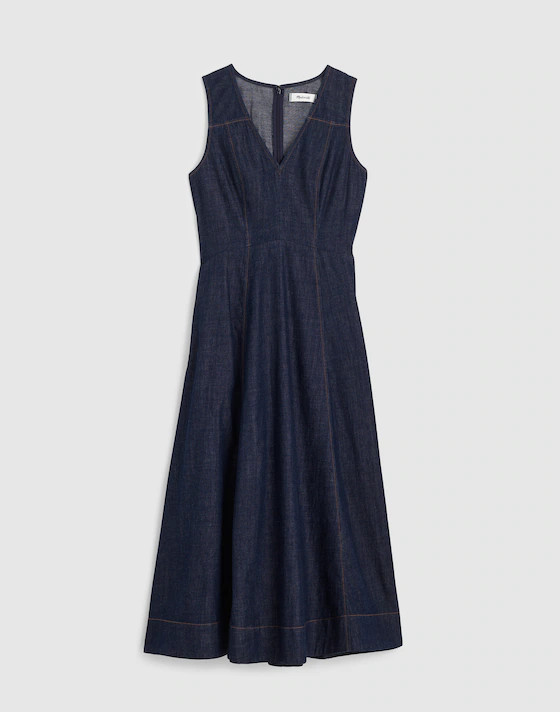 Denim V-Neck Circle Midi Dress | Madewell