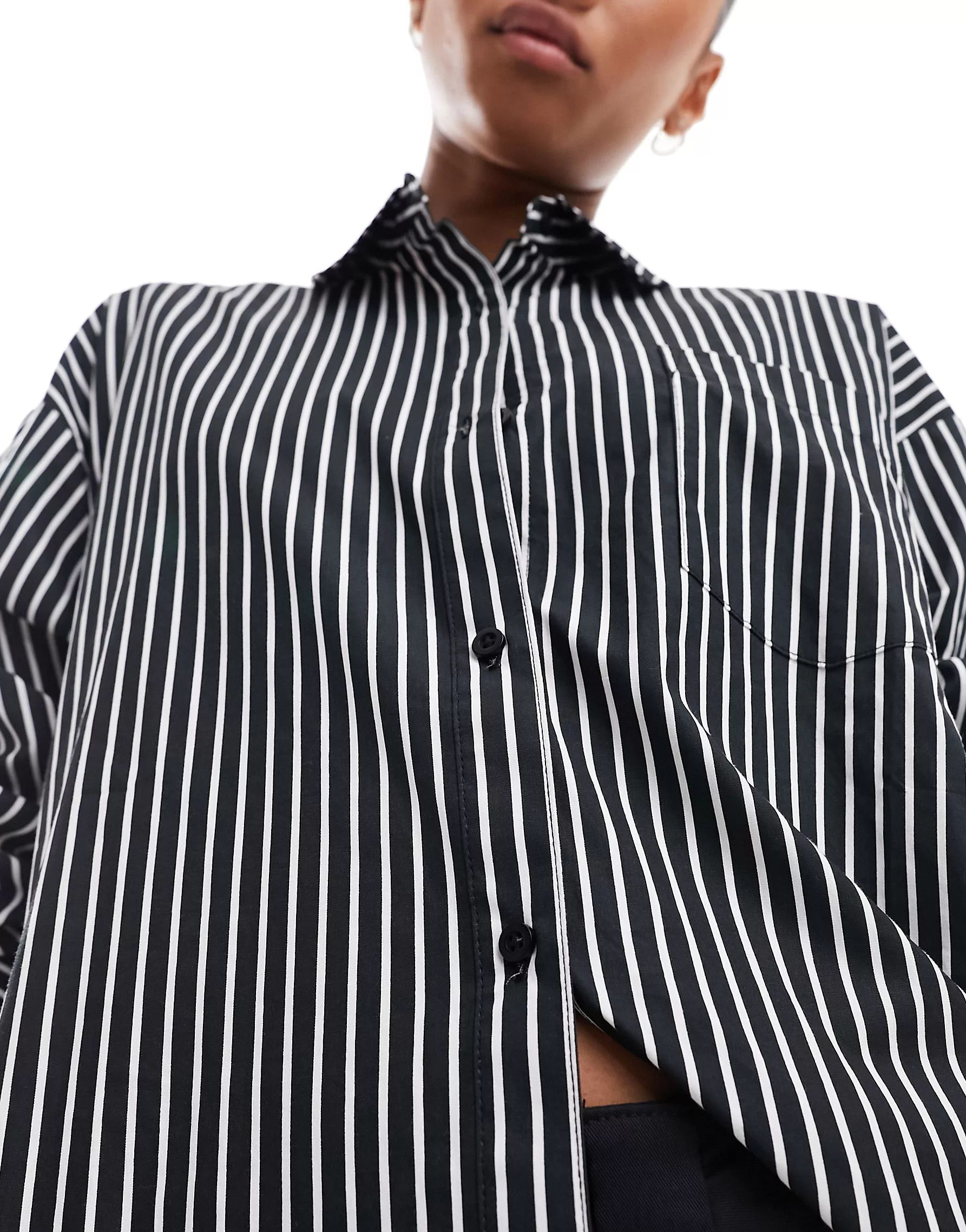 COLLUSION Unisex oversized cotton shirt in black and white stripe | ASOS | ASOS (Global)