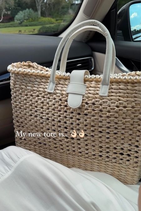 Gorgeous Capri cutout woven straw tote bag 👌🏻🌴 Perfect to elevate  your beach vacation outfit! 
I am wearing a small size on my Amazon white dress 

#LTKover40 #LTKtravel #LTKitbag