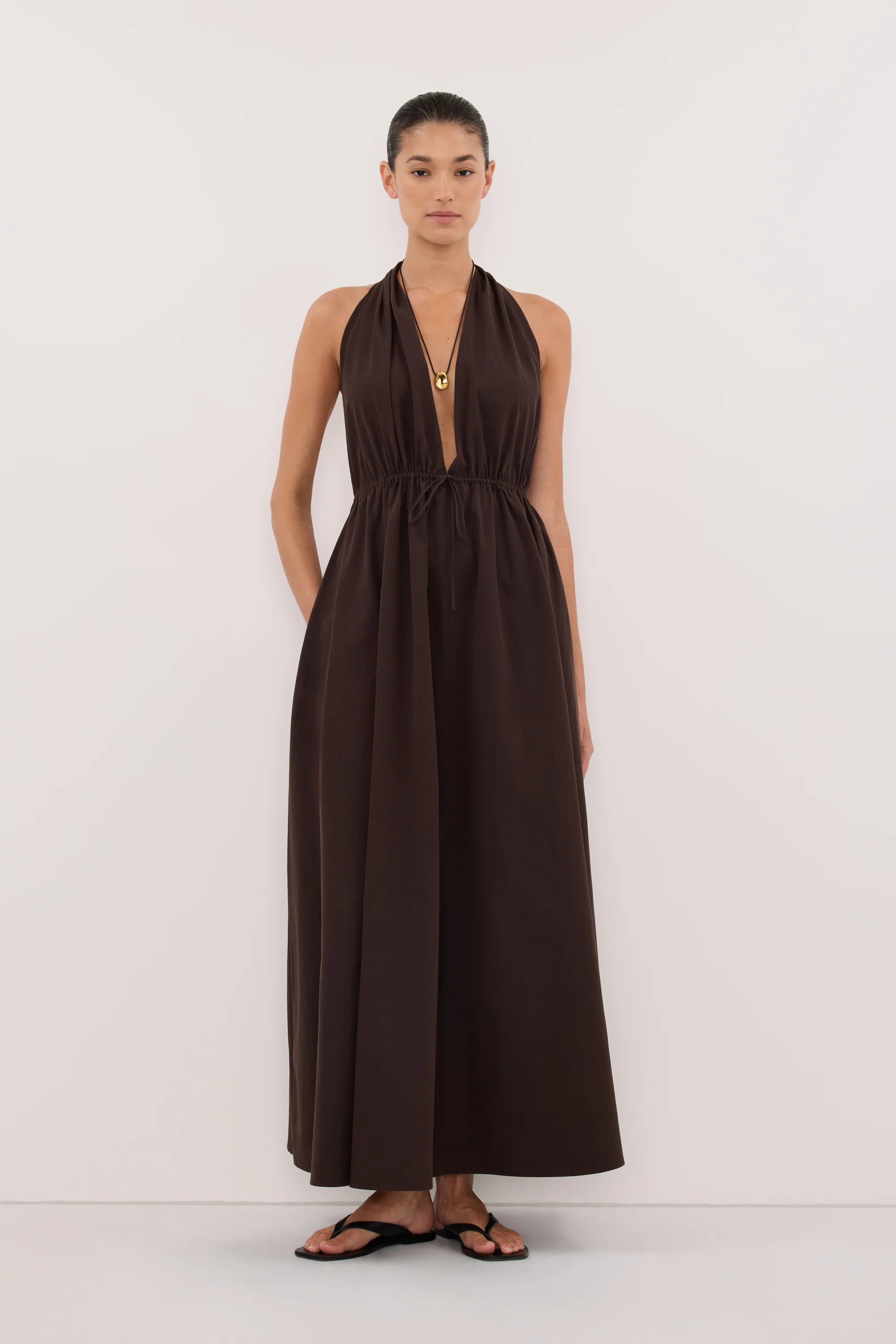 TAMMY BURNT CHOC POPLIN MIDI DRESS | DISSH