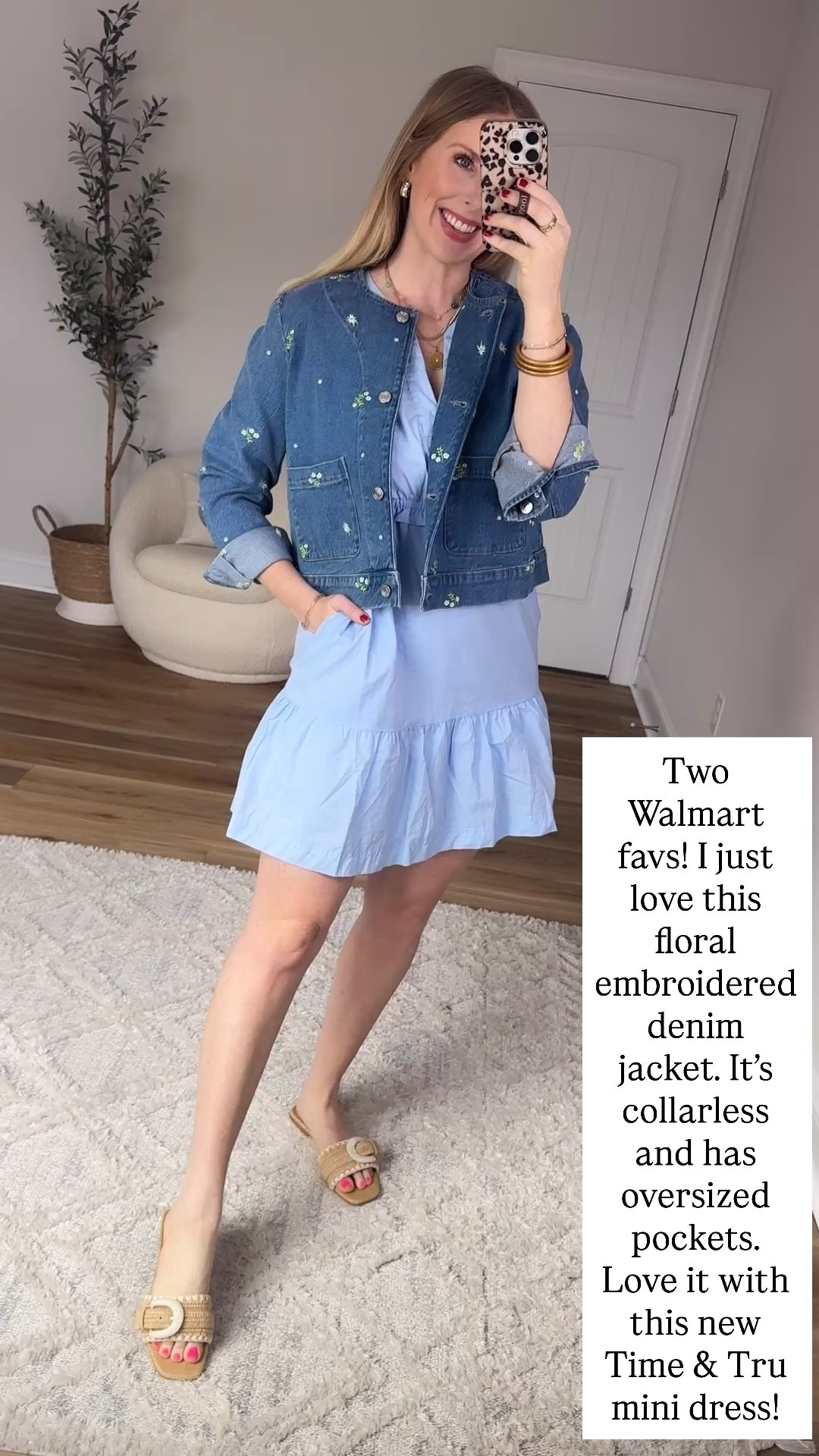 Walmart try on, time and tru, floral embroidered denim jacket, free assembly 

#LTKootd #LTKWorkwear #LTKgrwm