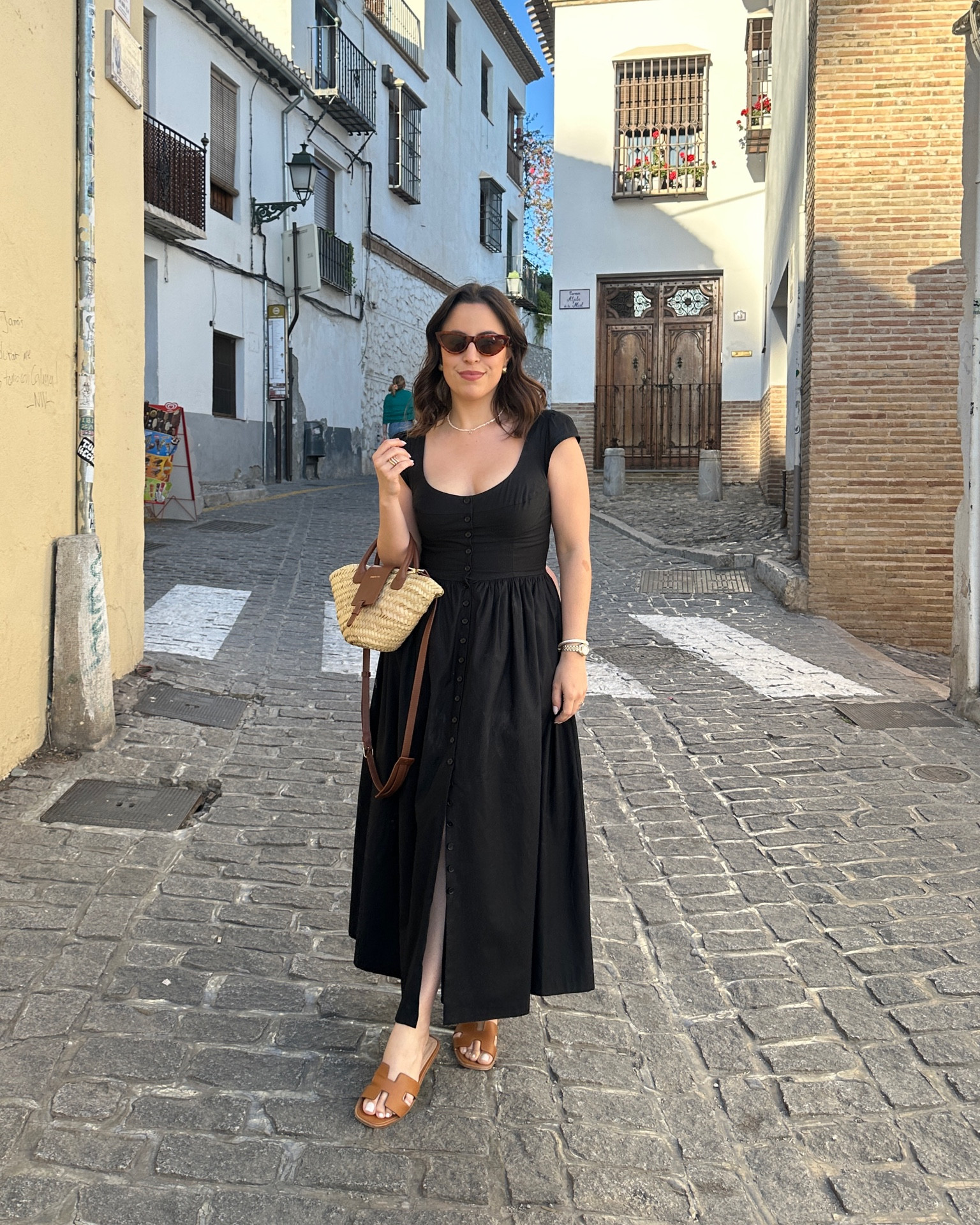 The PERFECT black midi dress for Summer! Soooo flattering, wearing size 2. Also linked this adorable mini basket bag and flats



#LTKstyletip