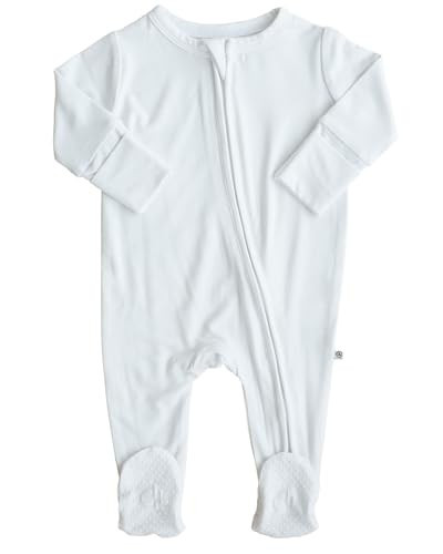 Caden Lane Zippered Baby Footie Pajamas, Soft Onesie Bodysuit with Feet & Double Zipper for Easy Diaper Change, Infant, and Toddler Footed One-Piece Jumpsuit, Lace White, Newborn | Amazon (US)