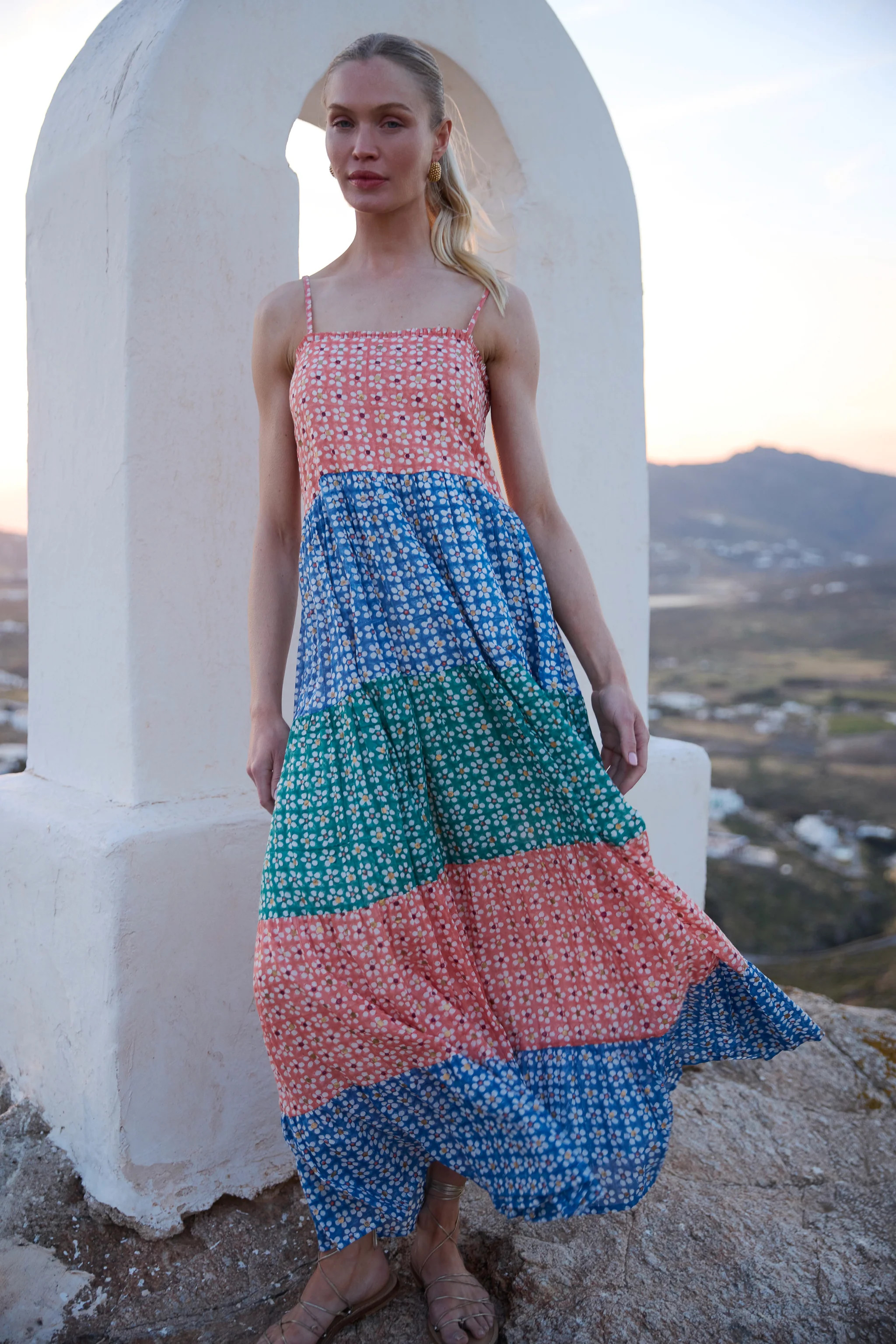 Smocked Back Maxi- Aster Blue | Oliphant Design