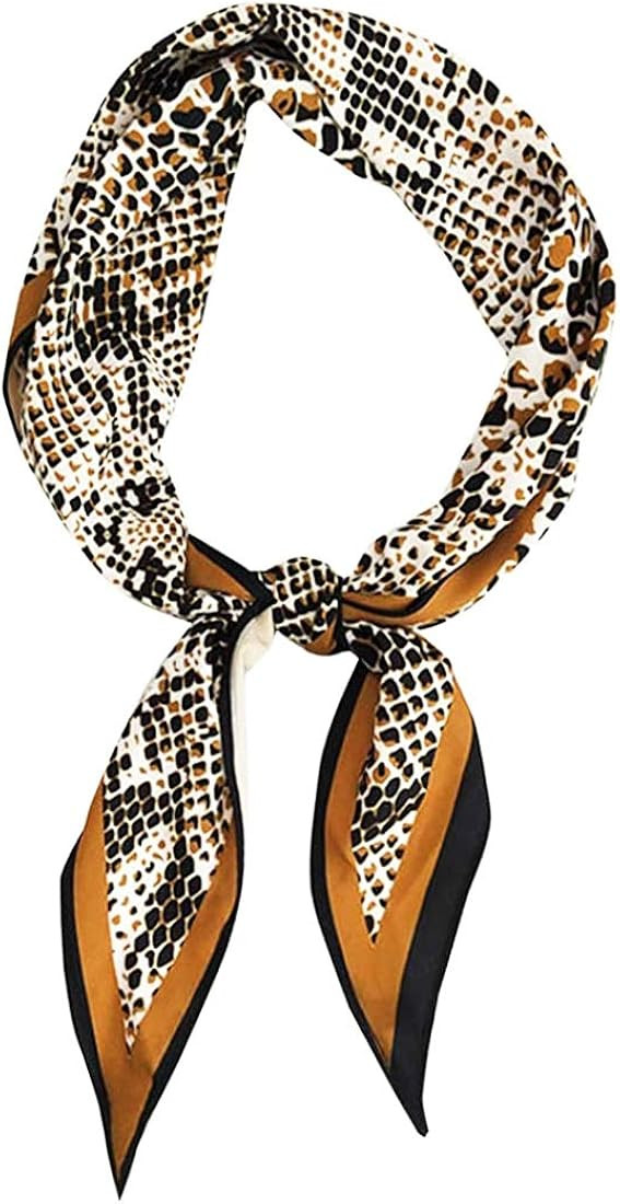 GERINLY Silk Hair Scarf Animal Print Leopard Neck Scarf Summer Neckerchief for Women | Amazon (US)