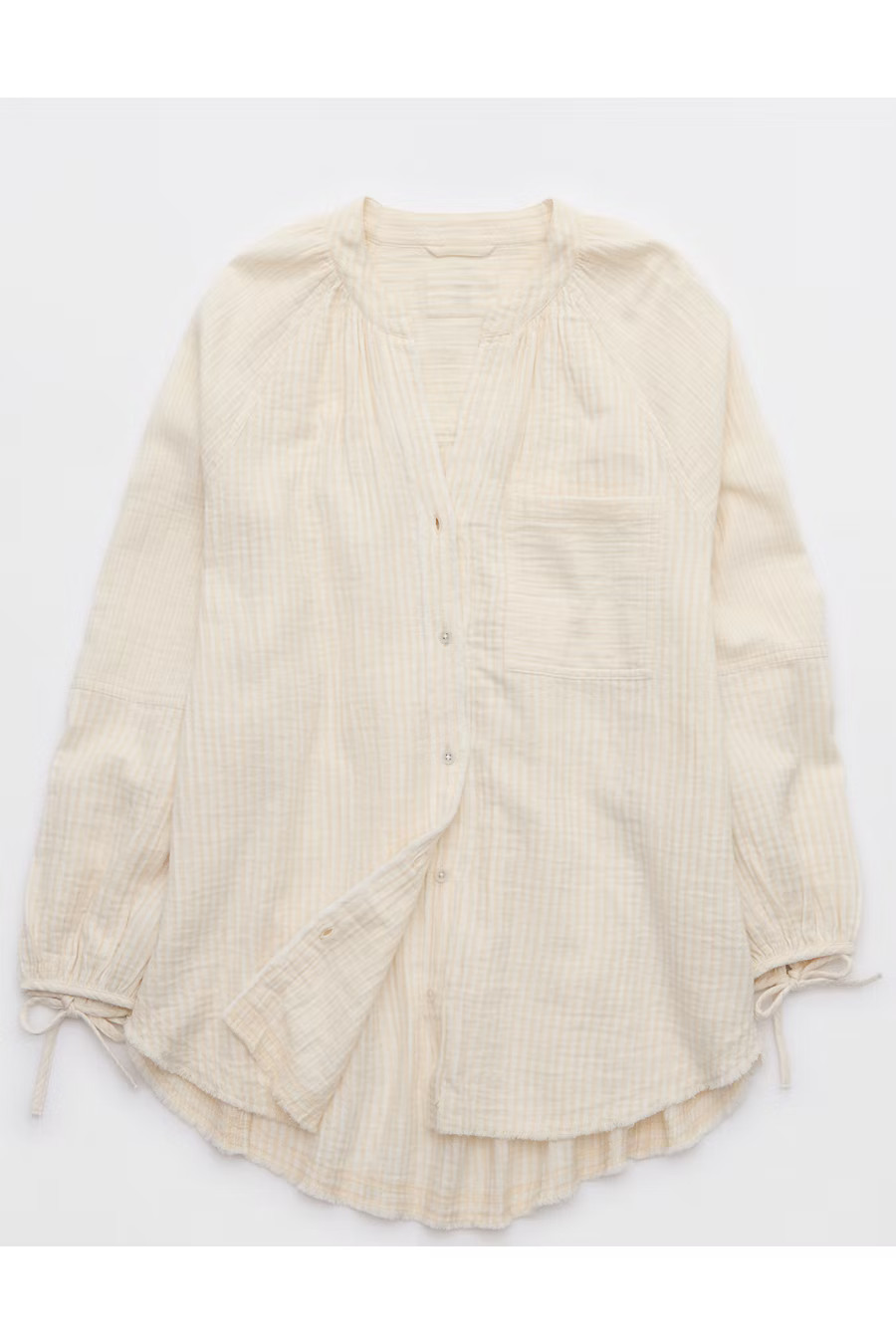 Aerie Daybreak Cover Up Shirt Women's Sandalwood L | Aerie