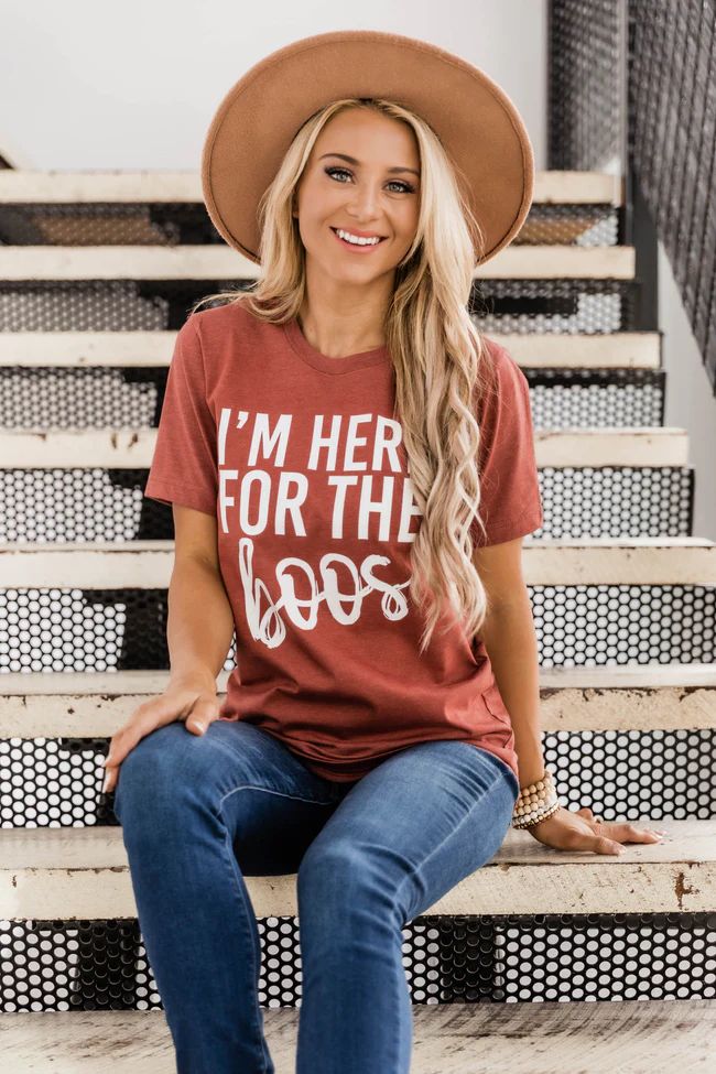 I'm Here For The Boos Graphic Heather Clay Tee | The Pink Lily Boutique