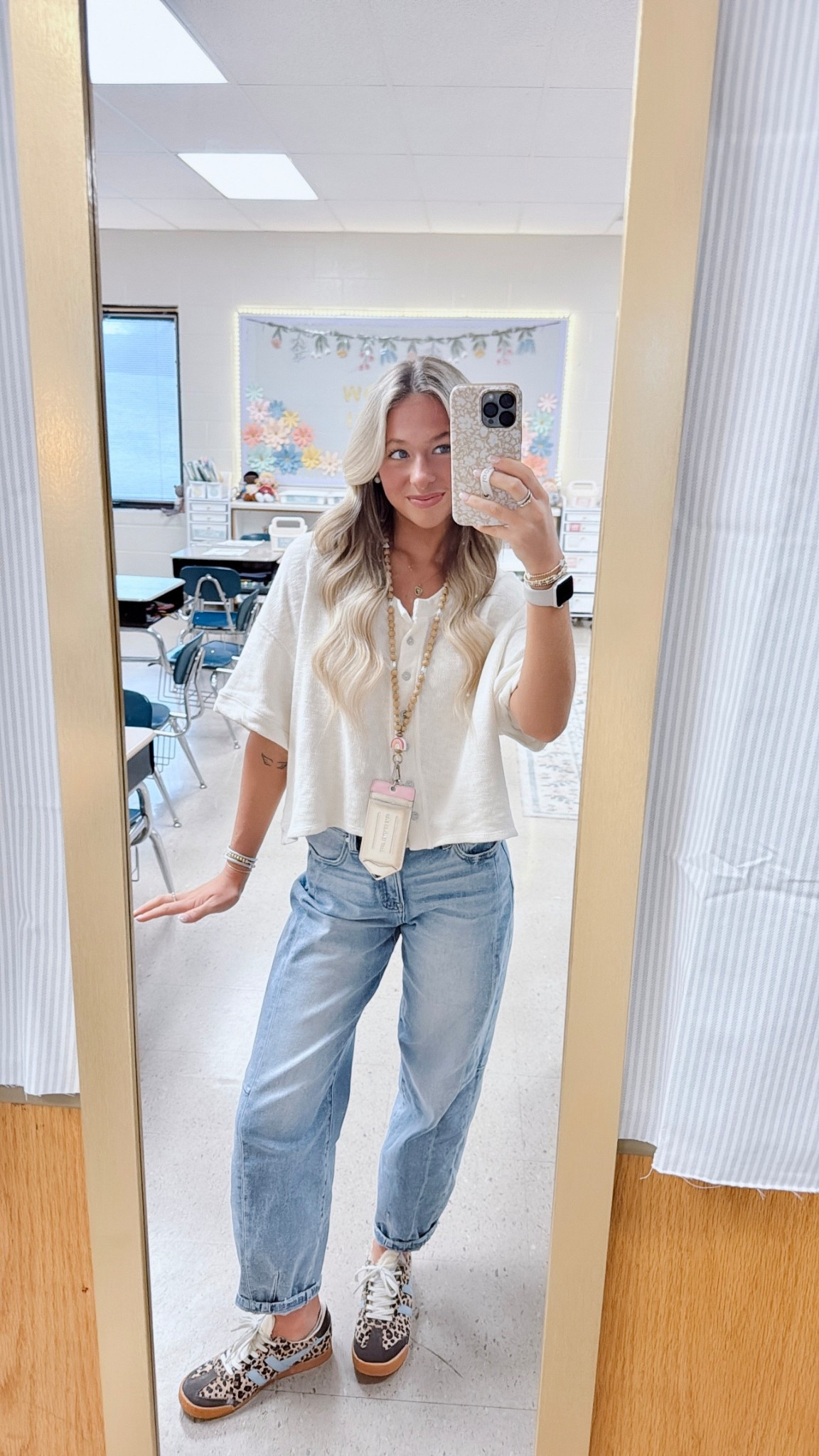 teacher outfit inspo!!
• free people top, madewell barrel jeans, gola leopard sneakeleo

#LTKstyletip #LTKfindsunder100 #LTKworkwear