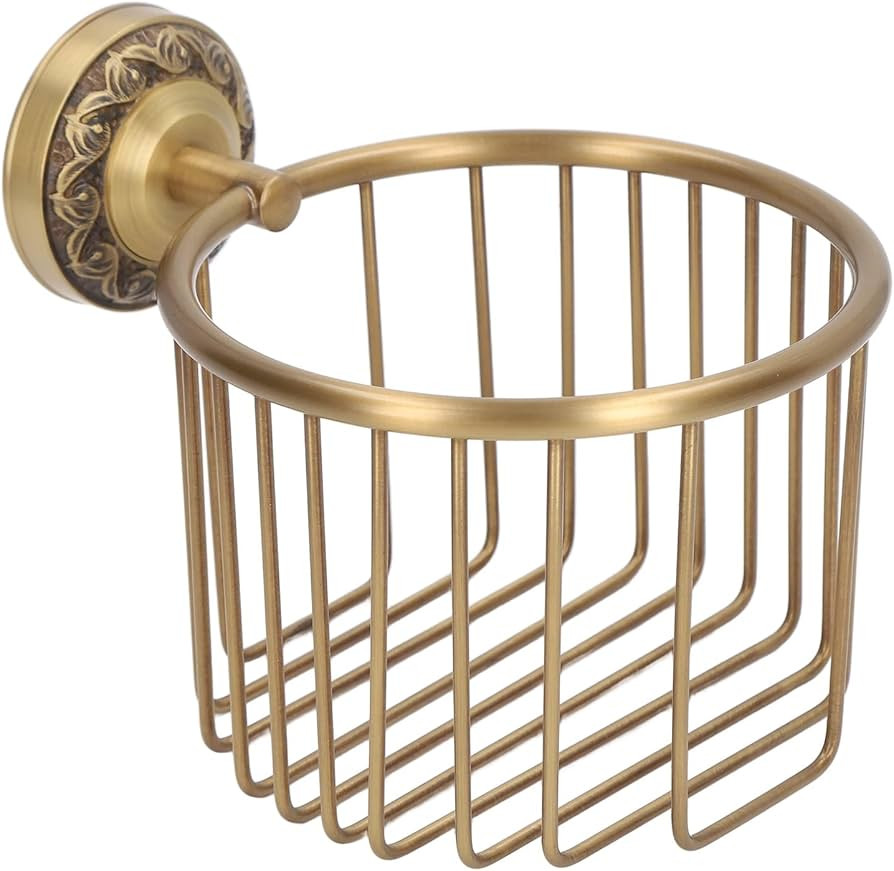 Brass Antique Toilet Roll Holder, Stable Wall Mount Paper Towel Rack, Metal Toilet Paper Holder S... | Amazon (US)