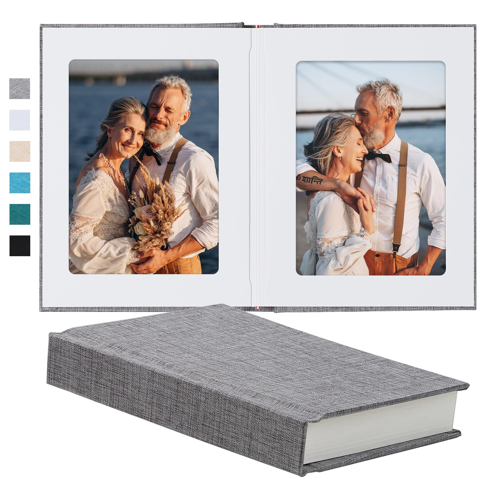 Photo Album 5x7 with Writing Space Linen Cover 5x7 Photo Album Book Holds 30 Photos Ideal for Wed... | Amazon (US)