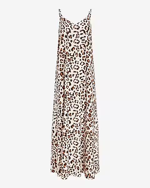 Leopard Print V-Neck Maxi Dress | Express