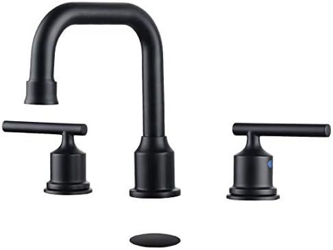 WOWOW Two Handles Widespread 8 inch Bathroom Faucet Black 3 Pieces Basin Faucets 360 Degree Swive... | Amazon (US)
