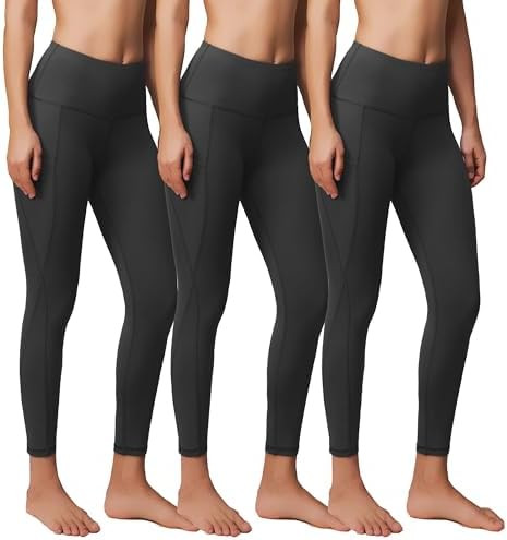 Showitty 3 Pack Workout Leggings with Pockets for Women, Black Compression Tummy Control Yoga Pan... | Amazon (US)