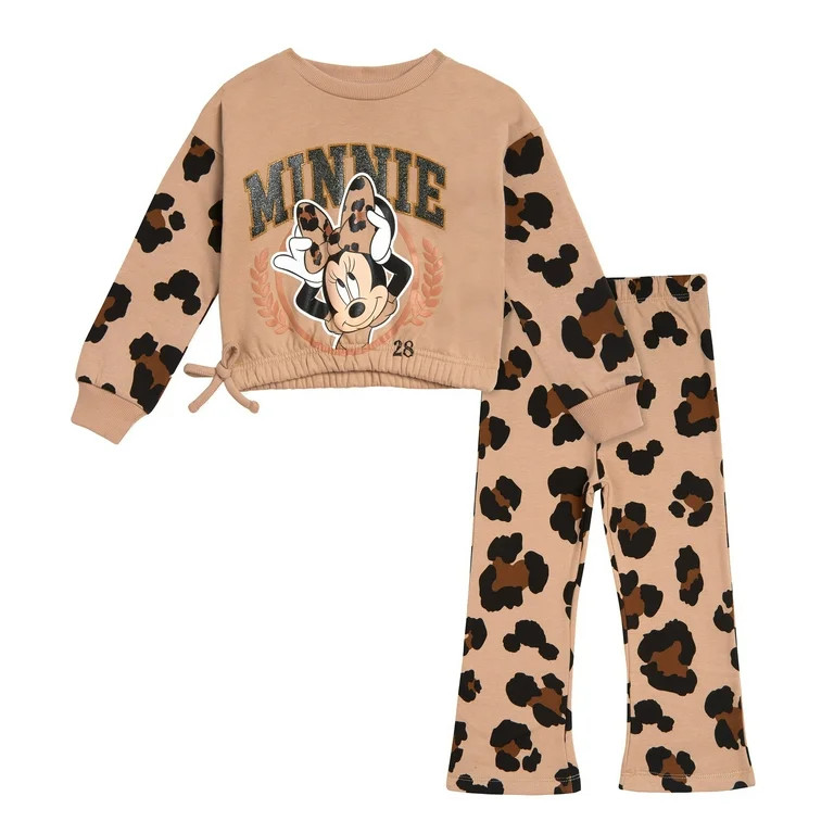 Disney Minnie Mouse Fleece Oversized Sweatshirt and Flare Leggings Outfit Set Toddler to Big Kid | Walmart (US)