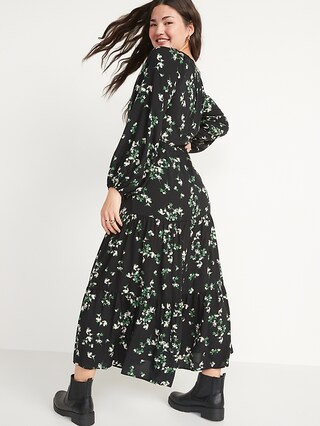 Long-Sleeve Tiered Floral Maxi Swing Dress for Women | Old Navy (US)