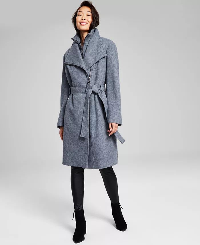 Women's Wool Blend Belted Wrap Coat, Regular & Petite, Created for Macy's | Macy's