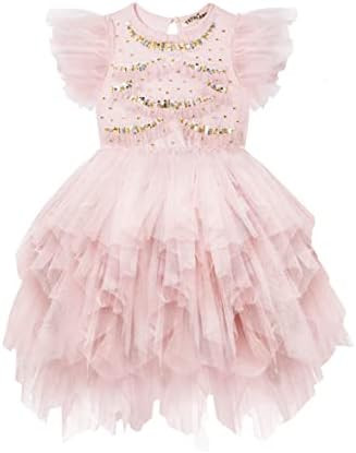 TUTULAND Tutu Dress for Girls - Glitter Sequin Tulle Dress Tiered Layered Flower Girl Dress for W... | Amazon (US)