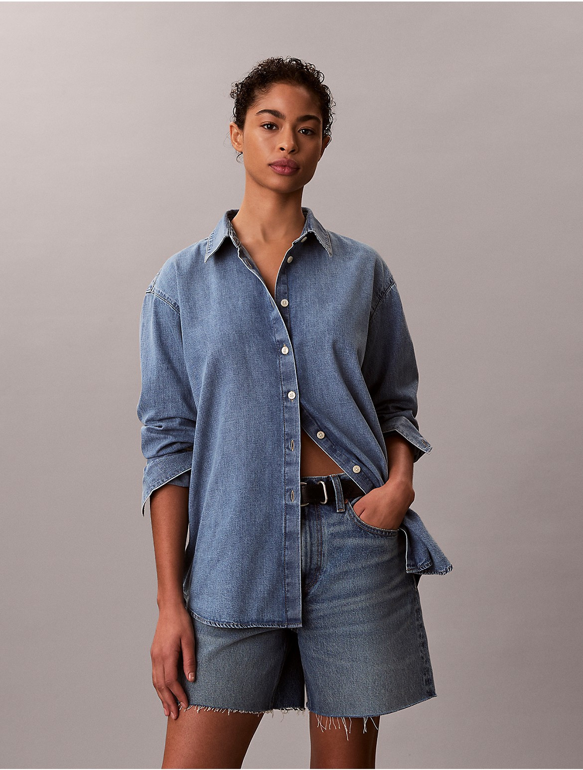 Calvin Klein Women's Denim Relaxed Button-Down Shirt - Blue - S | Calvin Klein (US)