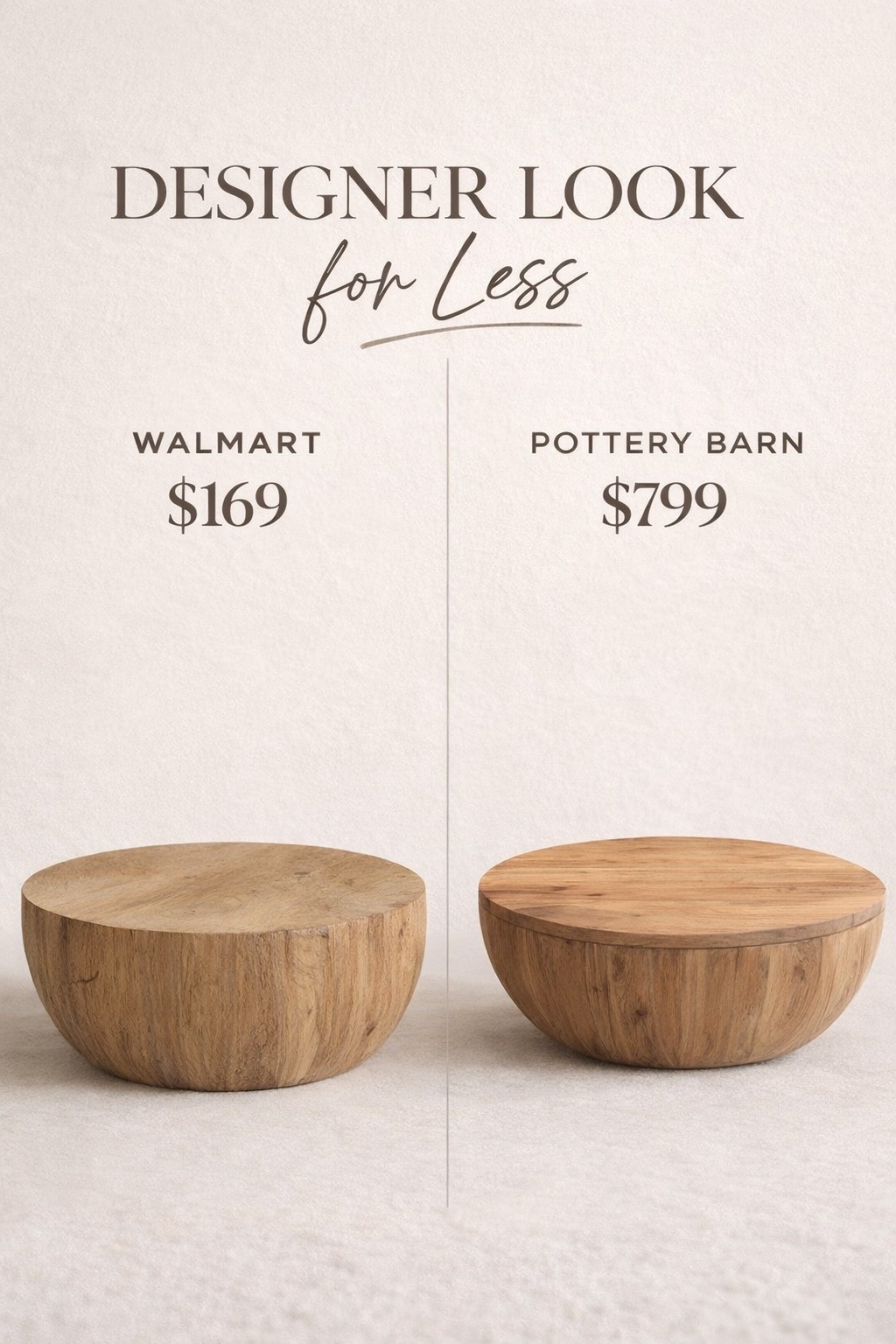 Designer Coffee Table Dupe

Same look, major price difference.

This one gives that chunky, organic wood feel for a fraction of the price and blends seamlessly into a neutral, elevated space.

If you’ve been eyeing the designer version, this is such a good alternative.

Shop it here before it sells out

#LTKHome #LTKSaleAlert