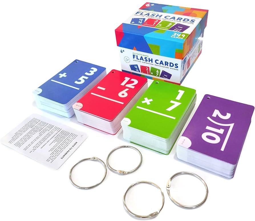 Carson Dellosa 4-Pack All Facts Math Flash Cards with Rings Set, 349 Math Flash Cards for Ages 6+... | Amazon (US)