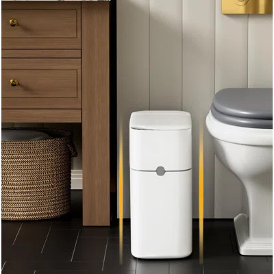 Motion Sensor Bathroom Trash Can With Soft-Close Lid, Smart Trash Can With Automatic Bag Expanding Function,3 Gallon White Slim Small Garbage Can For | Wayfair North America