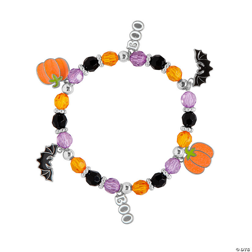 Halloween Beaded Charm Bracelet Craft Kit - Makes 12 | Oriental Trading Company