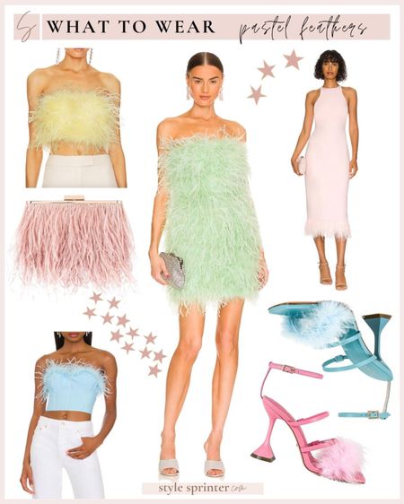 Pastel feathers for spring 💜🤍💖 Feather dress, feather shoes, feather top — all in pastel hues! 

#LTKshoecrush #LTKSeasonal #LTKunder100