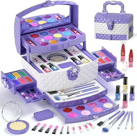 PERRYHOME Kids Makeup Set for Girl 56 Pcs Washable Real Cosmetic, Non-Toxic Frozen Toys Toddler M... | Amazon (US)
