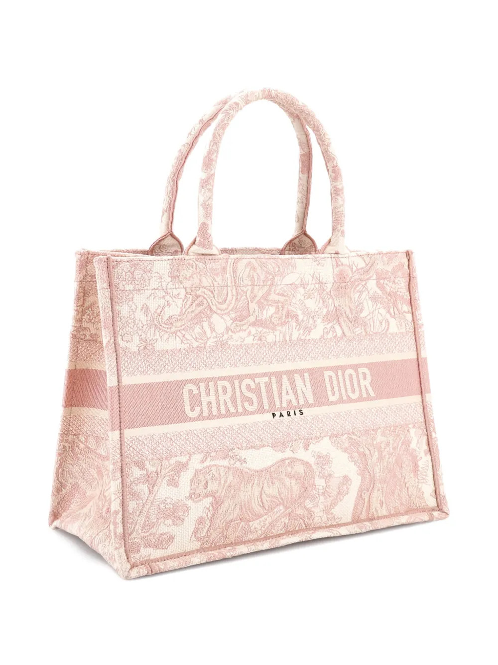Christian Dior Pre-Owned Book Embroidered Canvas Medium Tote Bag | Pink | FARFETCH | Farfetch Global