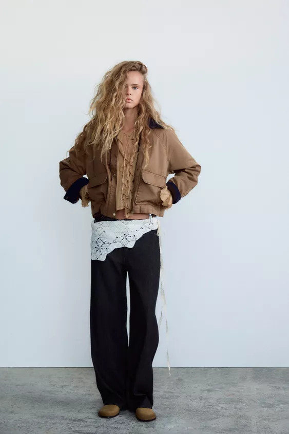 CONTRAST COLLAR WAXED JACKET | Zara US