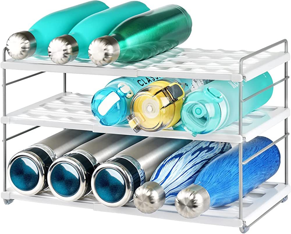 Water Bottle Organizer for Cabinet, 3 Tier Expandable Water Bottle Storage Rack, Water Bottle She... | Amazon (US)