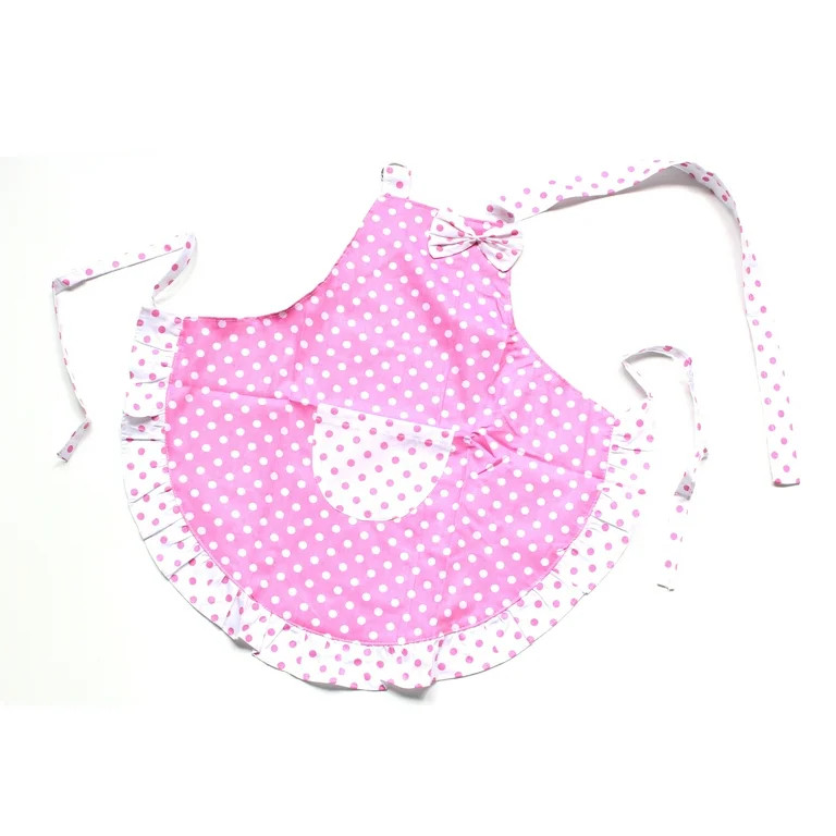 Princess White Pink Dot Bow Frill Adjustable Kid Cotton Apron | Walmart (US)