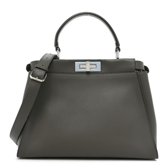 Vitello Seta Shiny Nappa Medium Peekaboo Iconic Satchel Carbone Grigio Polvere | FASHIONPHILE (US)
